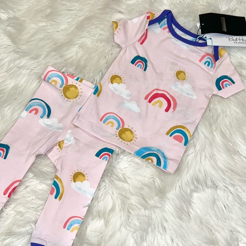 🌈 NWT Bedhead Pajama set rainbow pink 🌈 MATCHING SISTER big and little sister - Picture 3 of 6